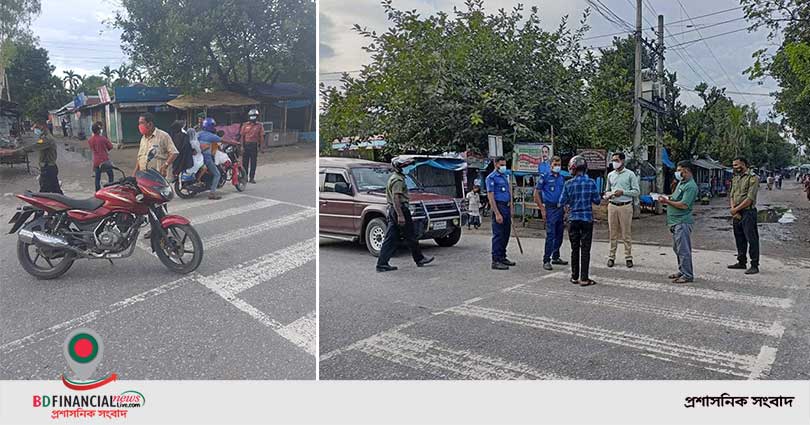 করোনার বিস্তার রোধে বিধি নিষেধ বাস্তবায়নে তেঁতুলিয়া উপজেলা প্রশাসনের অভিযান