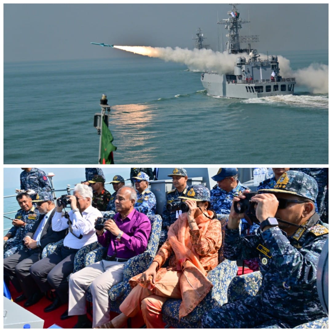 বঙ্গোপসাগরে সফলভাবে ক্ষেপণাস্ত্র উৎক্ষেপণের মাধ্যমে বাংলাদেশ নৌবাহিনীর বাৎসরিক মহড়া সমাপ্ত