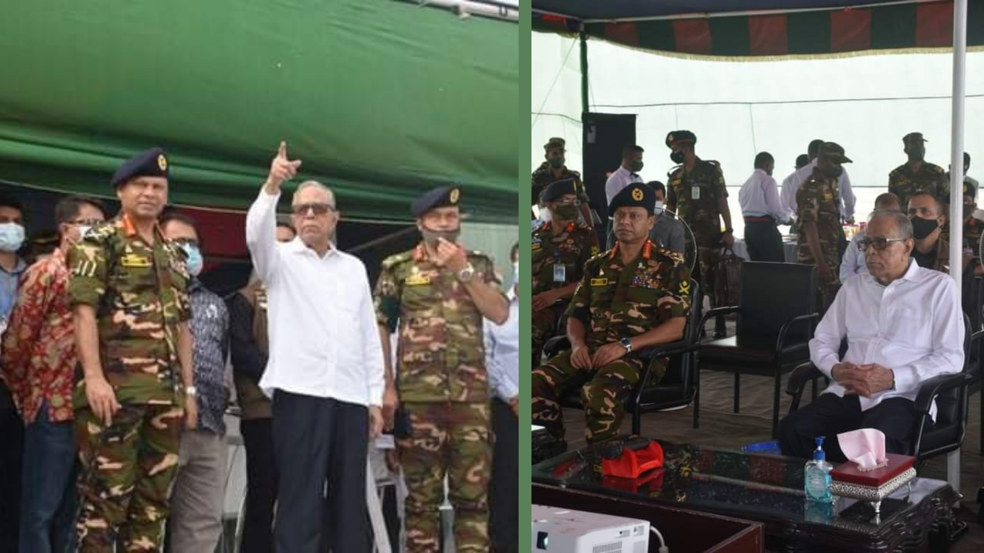 রাষ্ট্রপতি ও সেনাবাহিনী প্রধান কর্তৃক মিঠামইনে নির্মাণাধীন সেনানিবাস পরিদর্শন