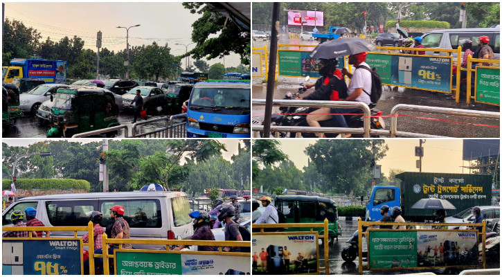হঠাৎ বৃষ্টিতে রাজধানীতে ভোগান্তি, ভিজেই দায়িত্ব পালন ট্রাফিক পুলিশের