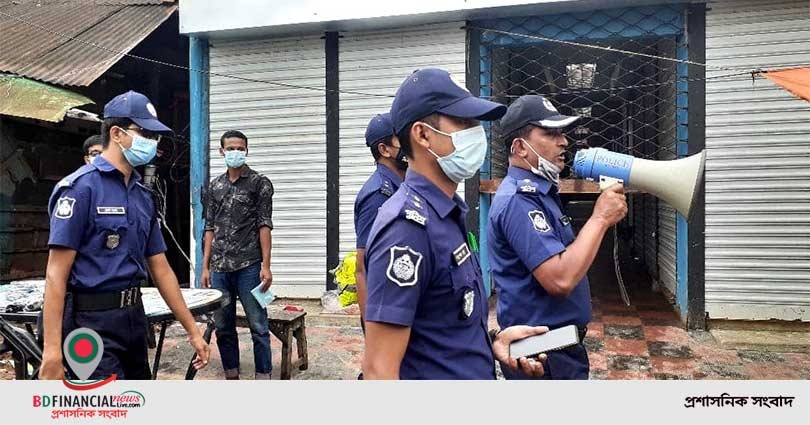 সুনামগঞ্জের মধ্যনগরে লকডাউনে সক্রিয় পুলিশ