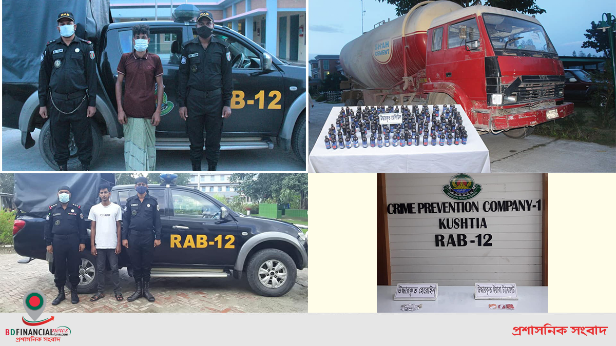 র্যাব-১২ এর পৃথক দুই অভিযানে ফেনসিডিল, ইয়াবা ও হেরোইন সহ গ্রেফতার ০২ জন