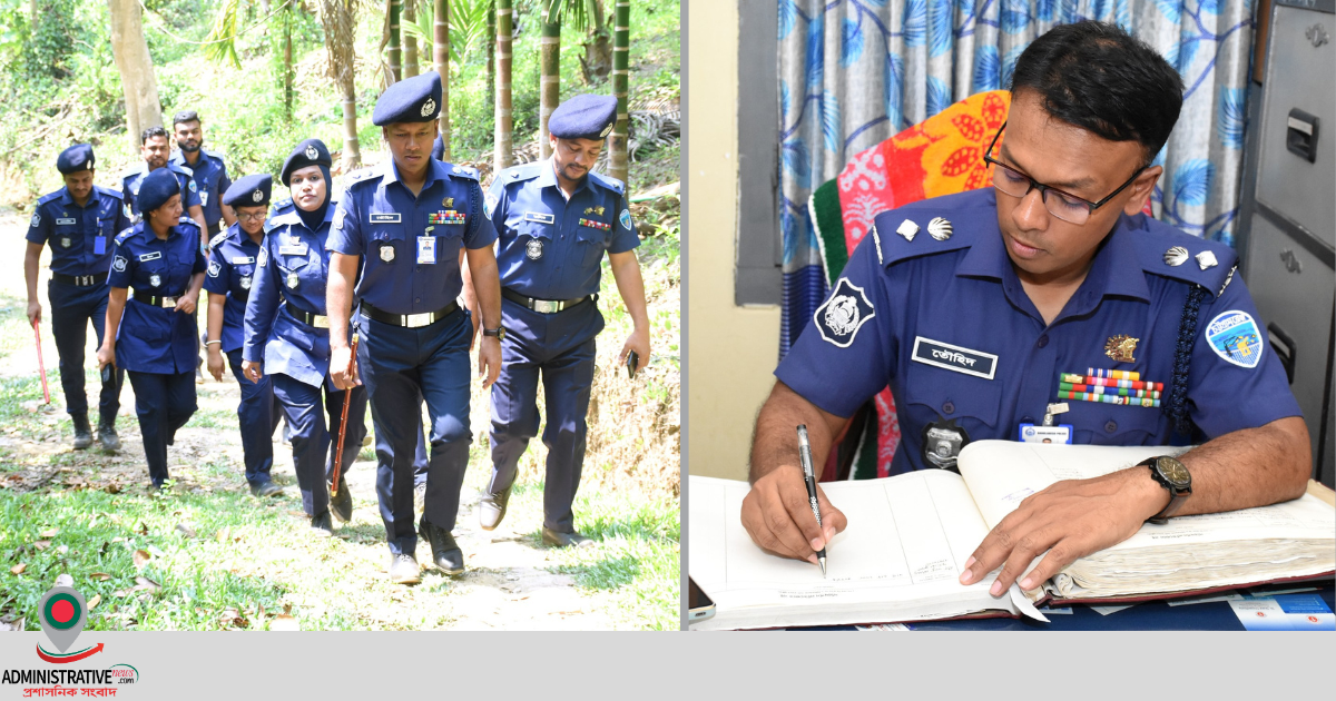 কাপ্তাই থানা, পাগলীপাড়া পুলিশ ক্যাম্প ও রেশম বাগান পুলিশ চেকপোস্ট পরিদর্শনে পুলিশ সুপার