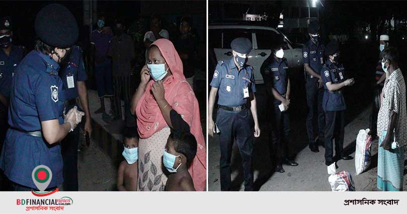 রাতে বাড়ী বাড়ী খাদ্য সহায়তা দিলেন গোপালগঞ্জের পুলিশ সুপার